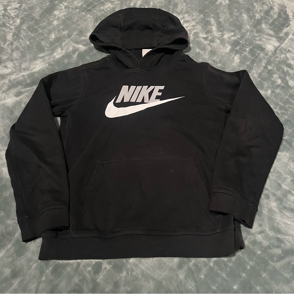 Nike Boys Black Pullover Hoodie Futura Logo Fleece Sweatshirt Size Large L